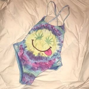 WILDFOX MR. NICE GUY WRECKED TIE DYE ONE PIECE